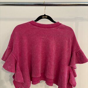 Altar’d State Nessa Flutter Sleeve Top – Pink – Size Small